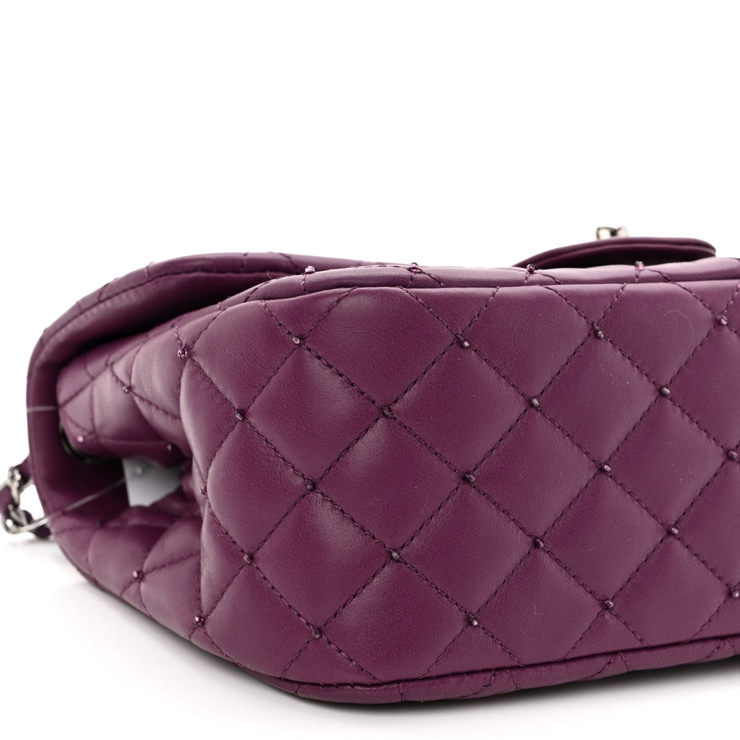 Lambskin Quilted Studded Flap Purple