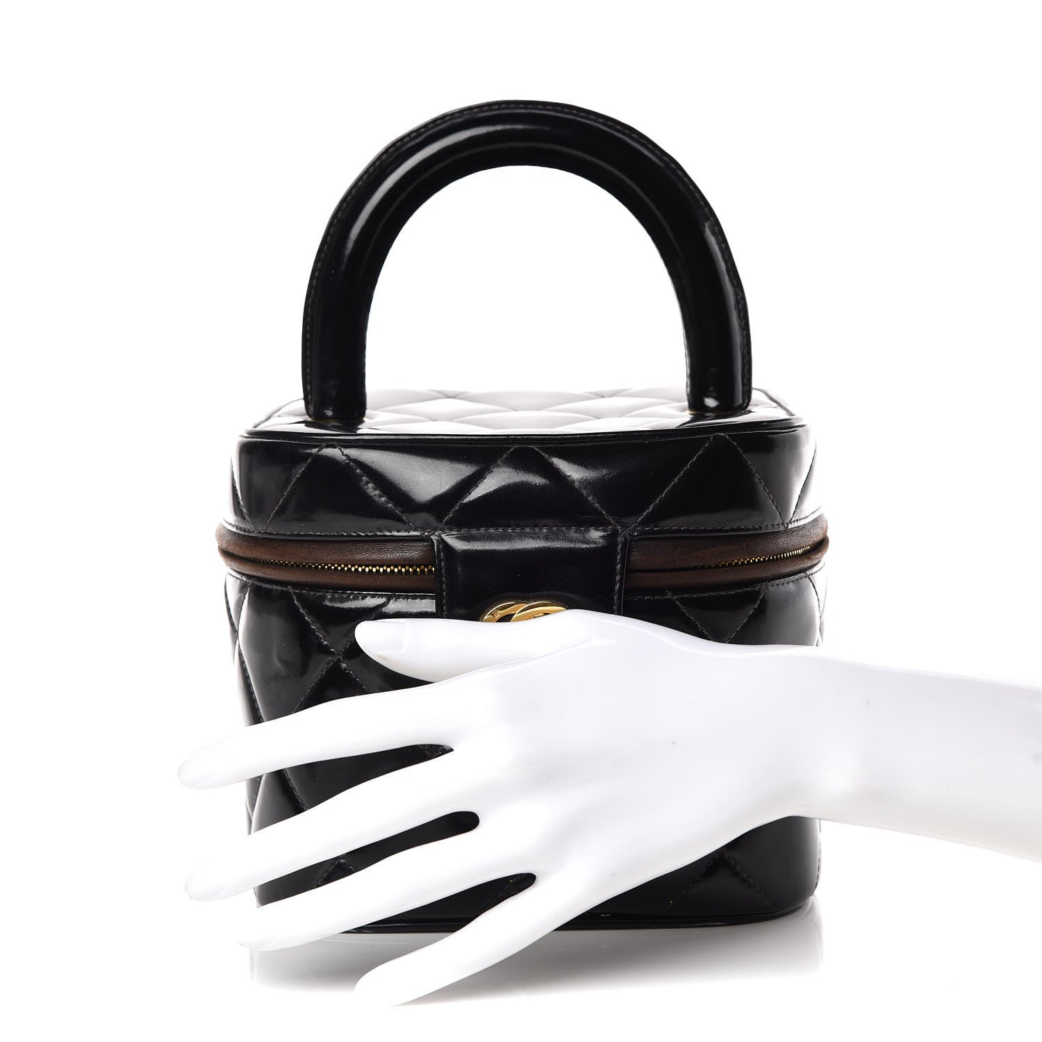 Chanel Patent Quilted Vanity Cosmetic Case Black 2 of 15