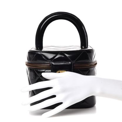 Chanel Patent Quilted Vanity Cosmetic Case Black 2 of 15