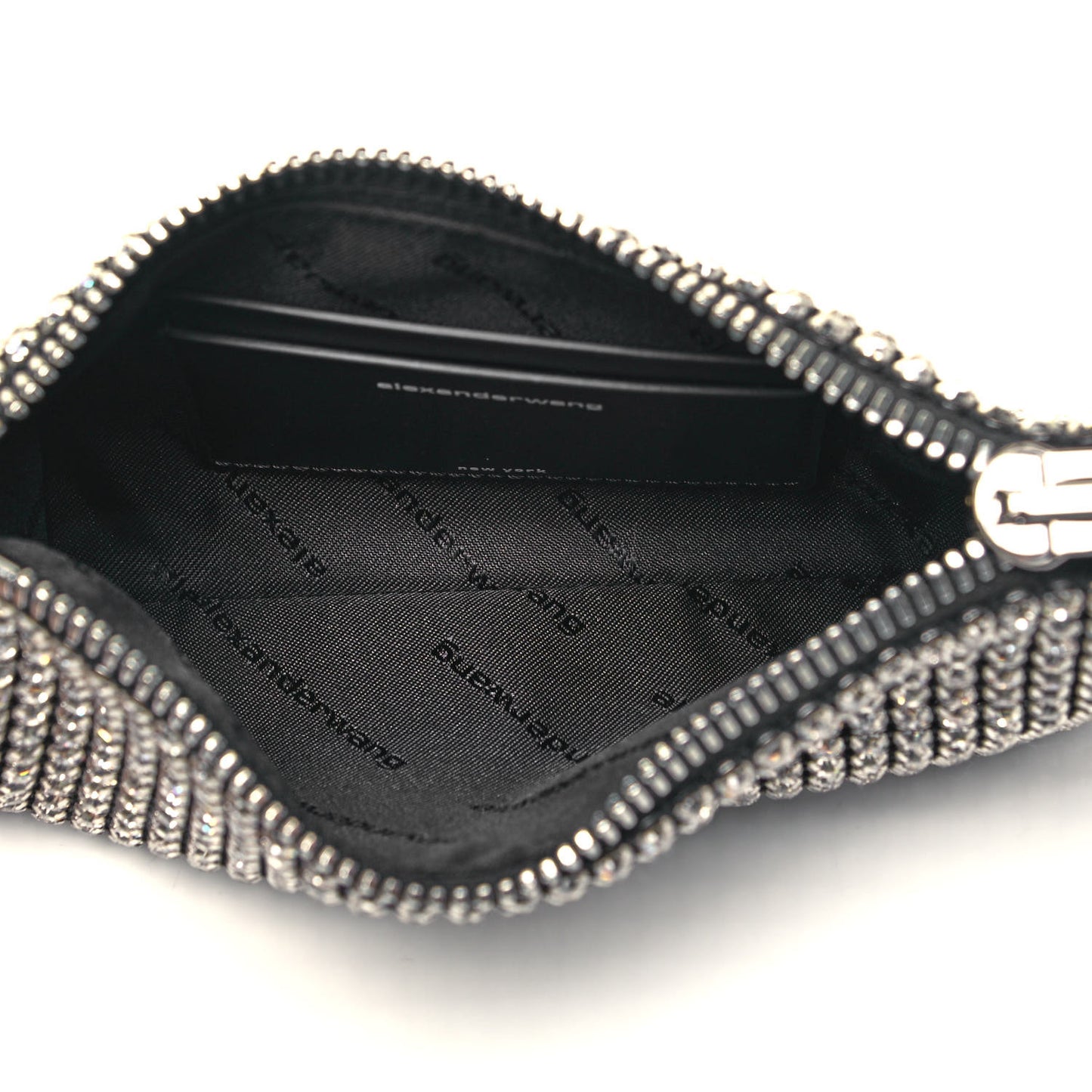 Mesh Crystal Rhinestone Heiress Clutch Black Silver