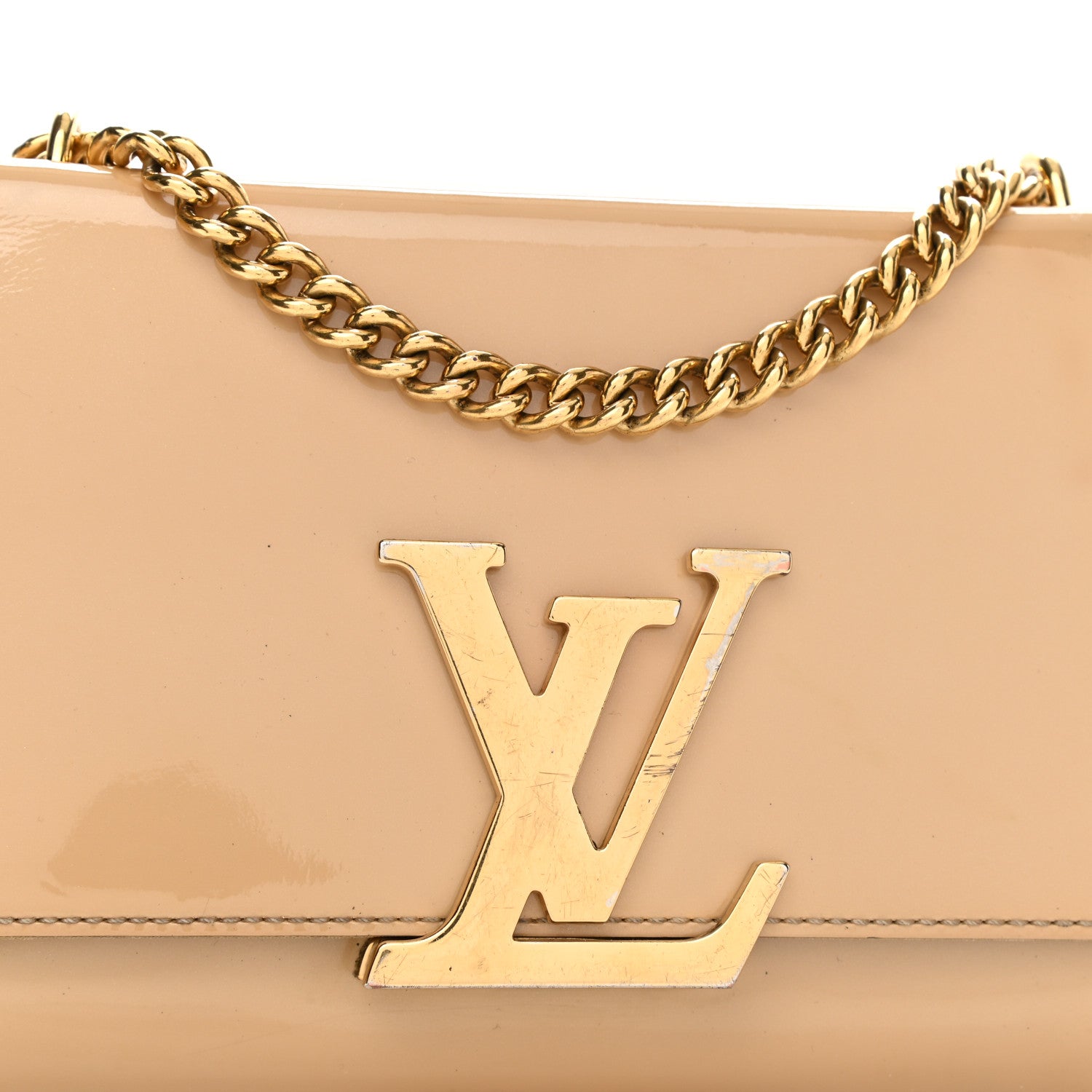 Louis Vuitton Patent Chain Louise MM Nude 7 of 14