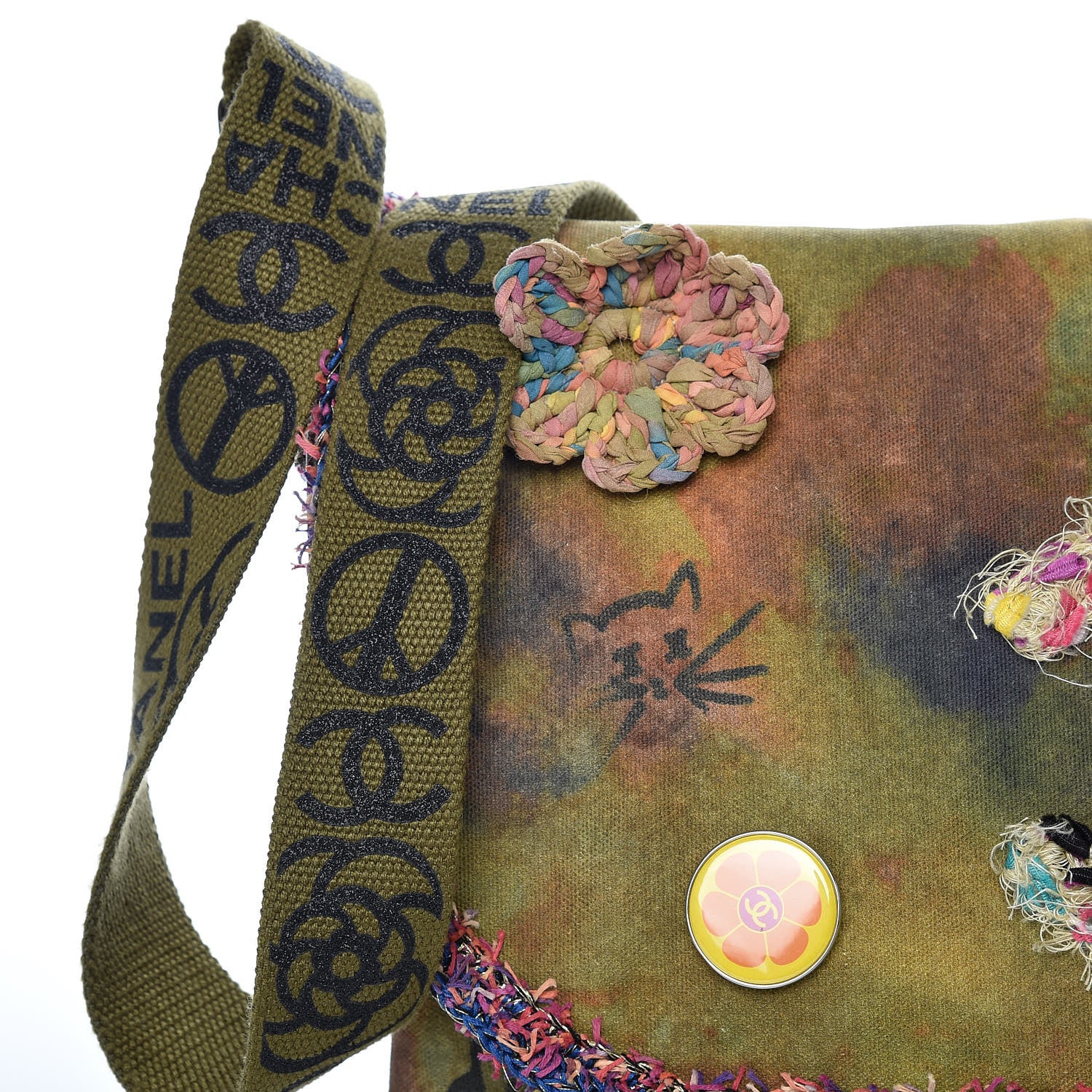 Chanel Washed Toile Graffiti On The Pavements Messenger Khaki Multicolor 12 of 13