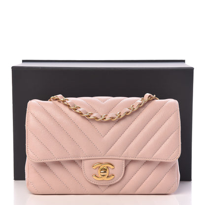 Chanel Calfskin Chevron Quilted Mini Rectangular Flap Light Pink 11 of 11