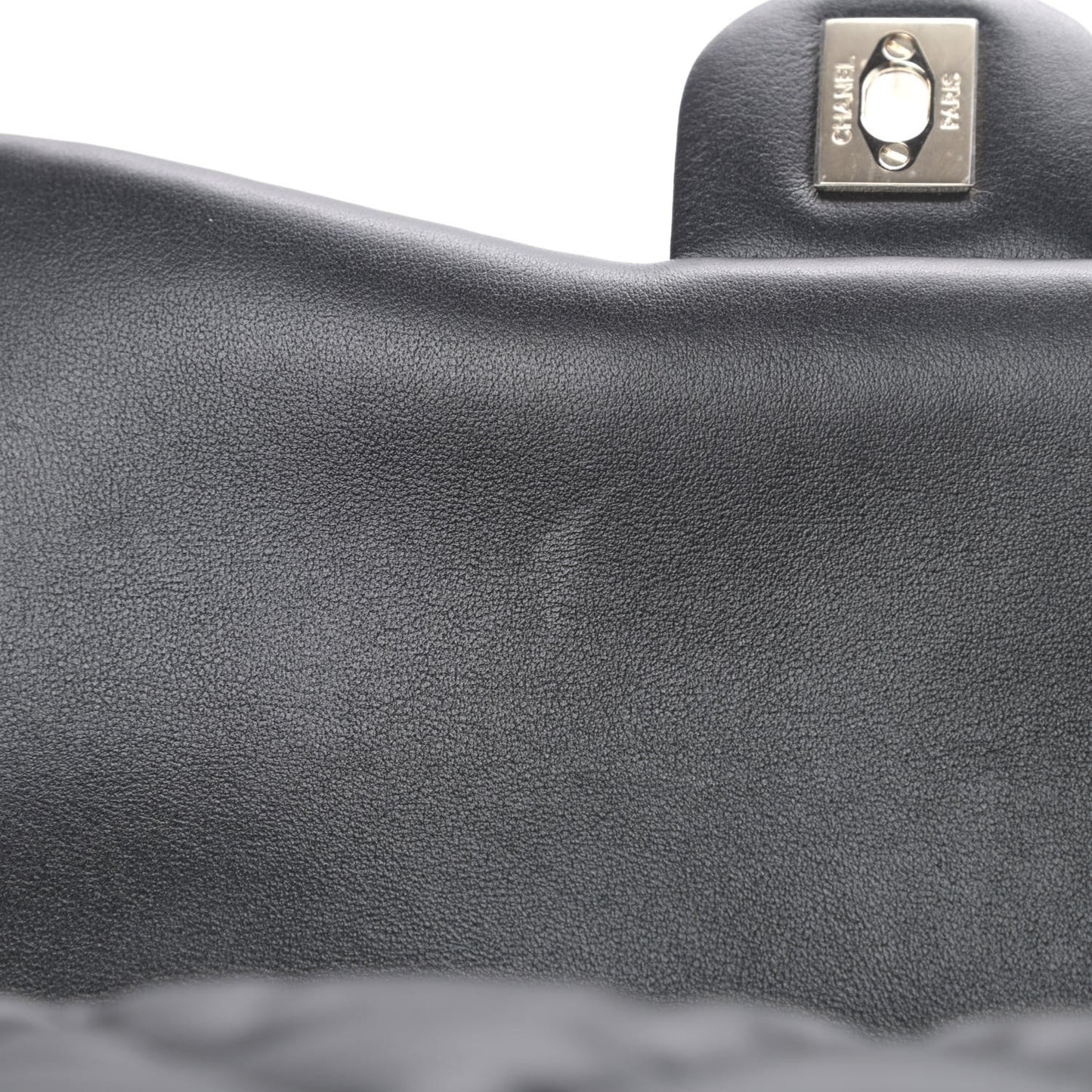 Calfskin Quilted Large Bubbly Flap Black