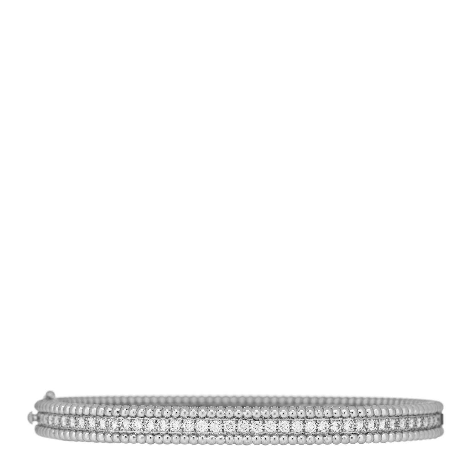 Van Cleef & Arpels 18K White Gold Diamond Perlee 1-Row Bangle Bracelet L 1 of 4