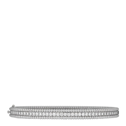 Van Cleef & Arpels 18K White Gold Diamond Perlee 1-Row Bangle Bracelet L 1 of 4