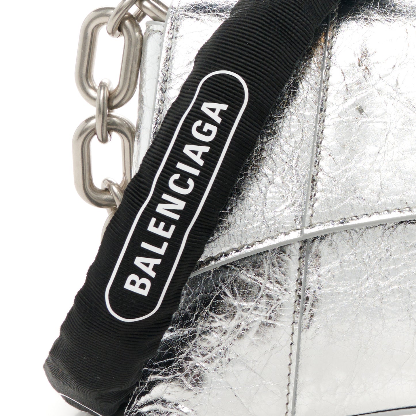 Metallic Calfskin Downtown Chain Shoulder Bag XS Silver