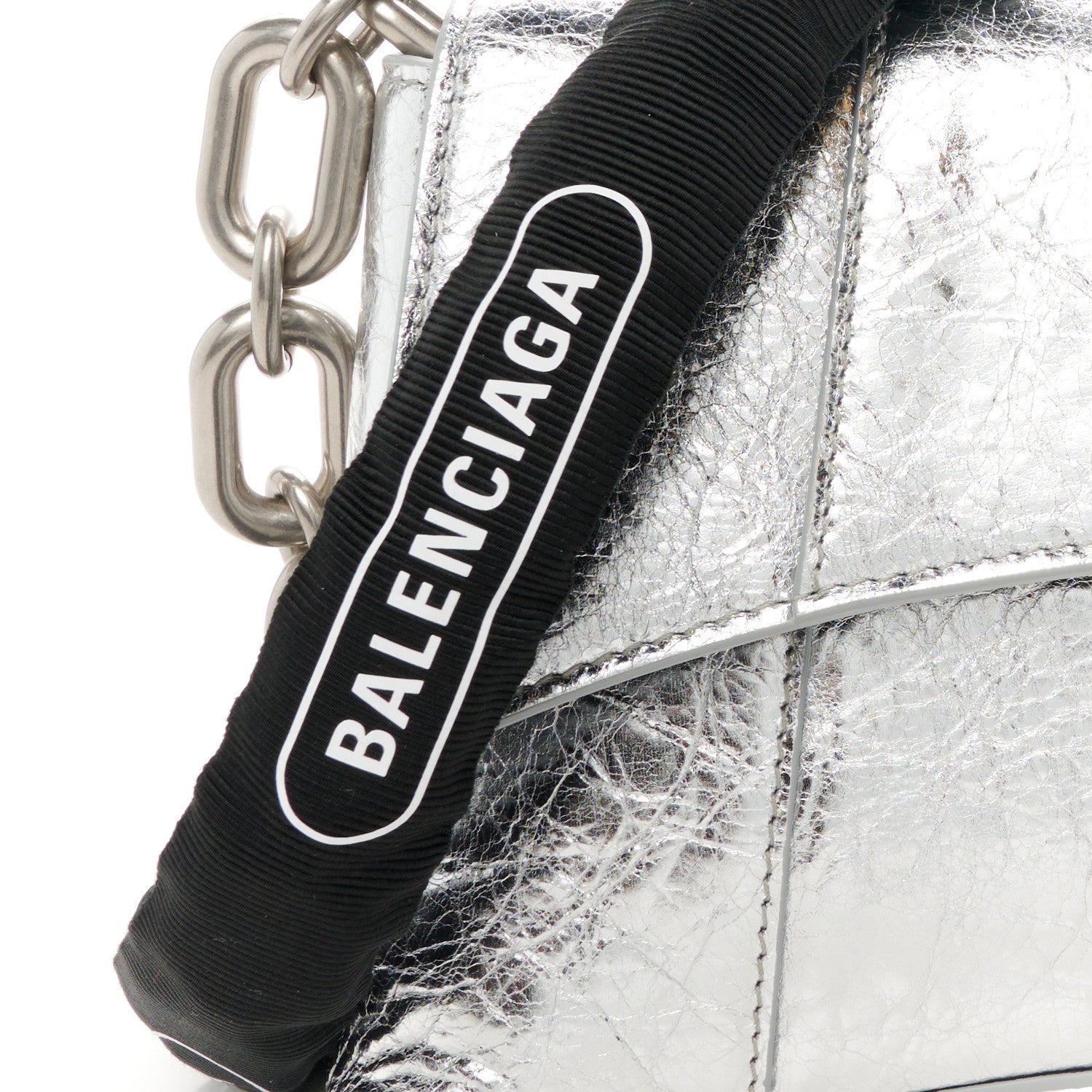 Balenciaga Metallic Calfskin Downtown Chain Shoulder Bag XS Silver 9 of 11