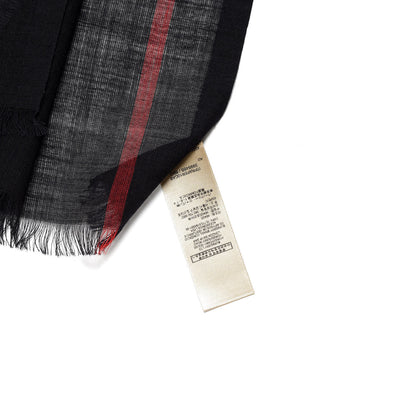 Burberry Wool Silk Gauze Lightweight Check Scarf Navy 4 of 4