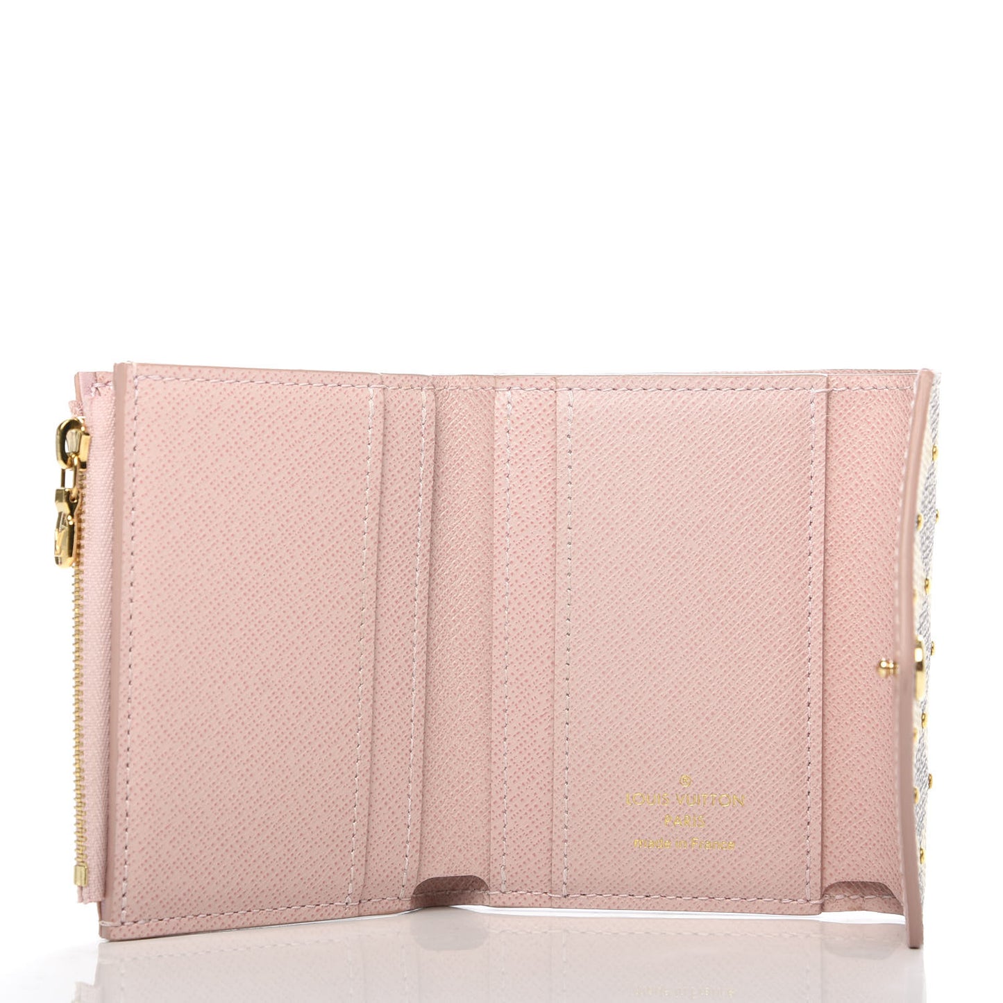 Damier Azur Studded Zoe Wallet Rose Ballerine