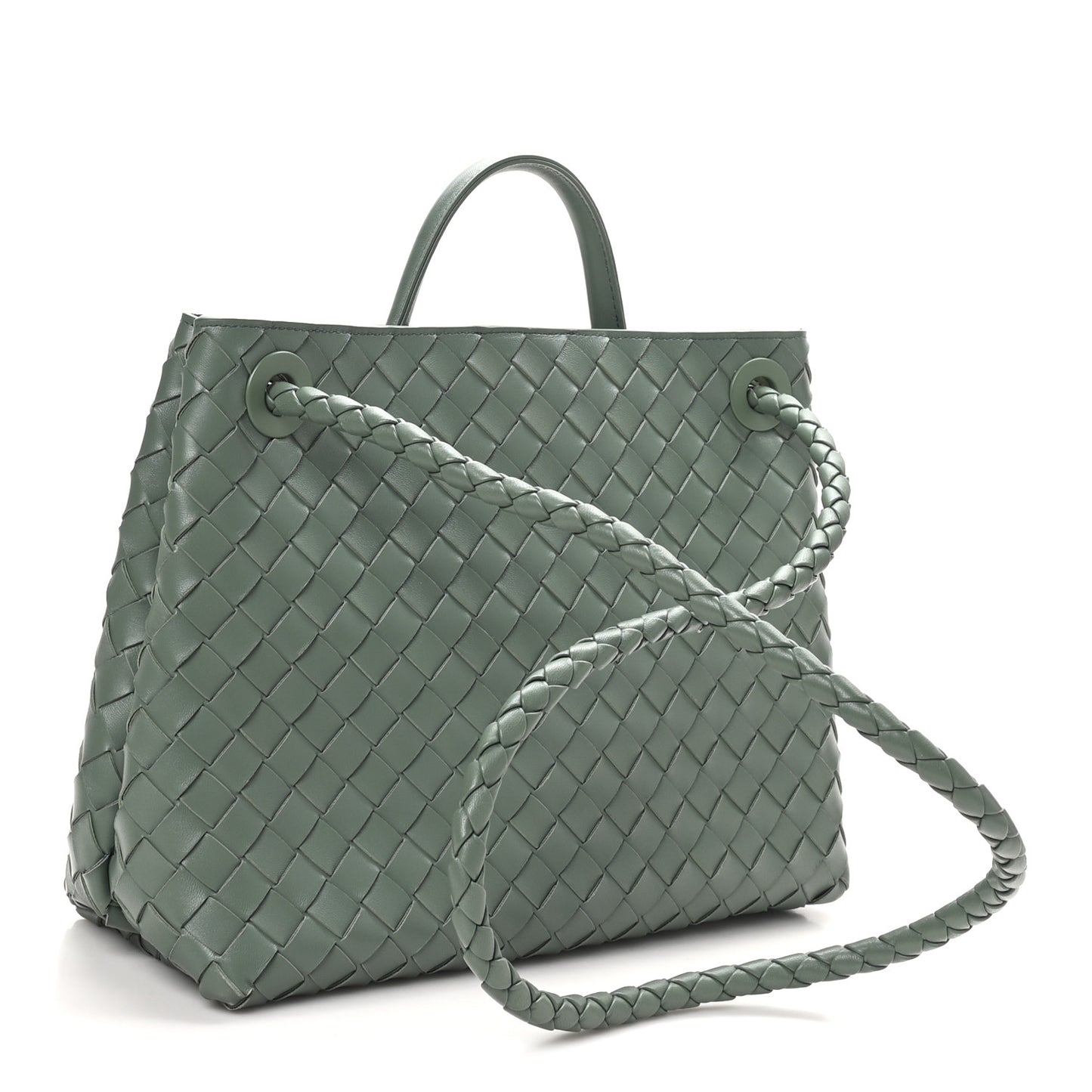 Nappa Intrecciato Medium Andiamo Shoulder Bag Aloe