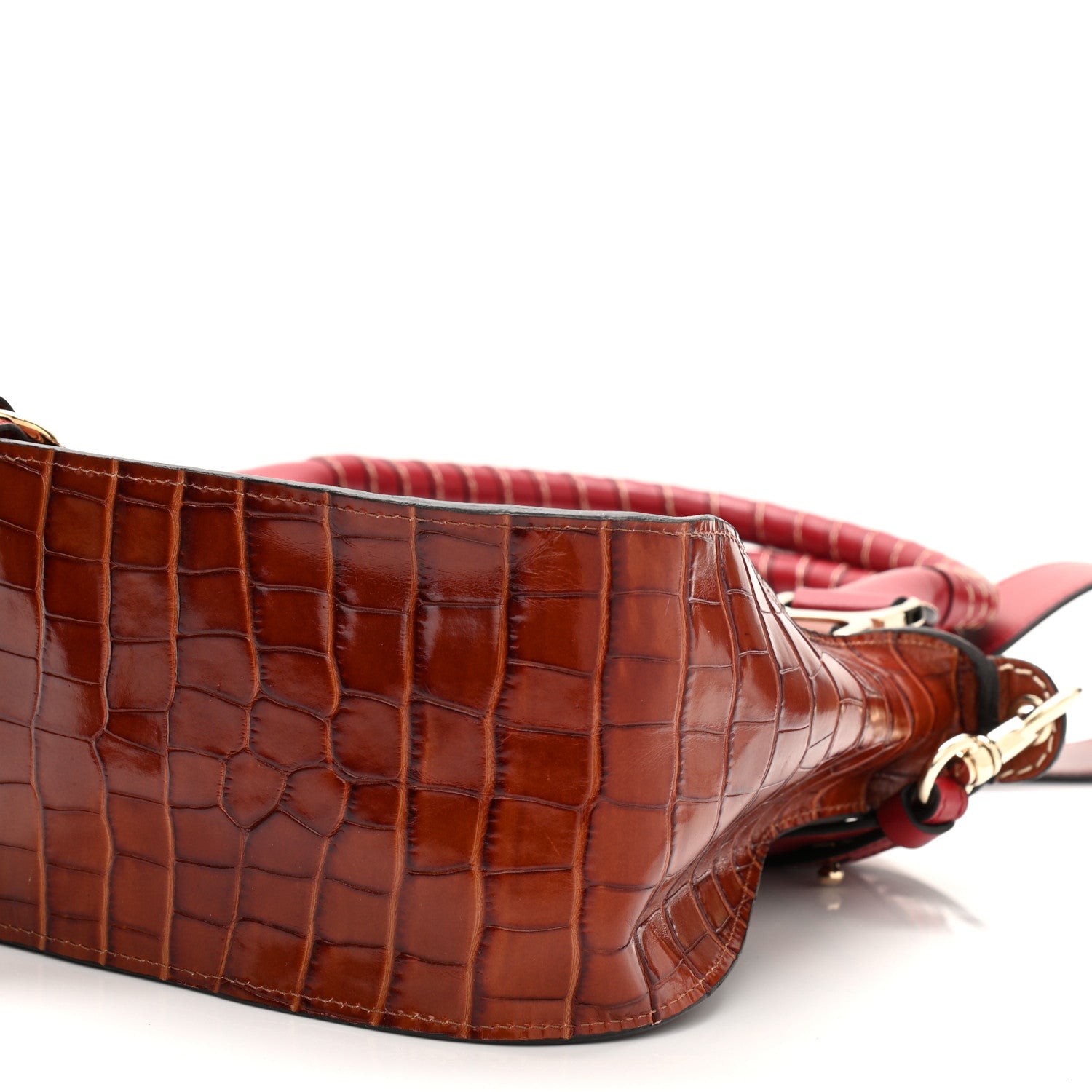 Chloe Calfskin Crocodile Embossed Medium Marcie Satchel Sepia 11 of 11
