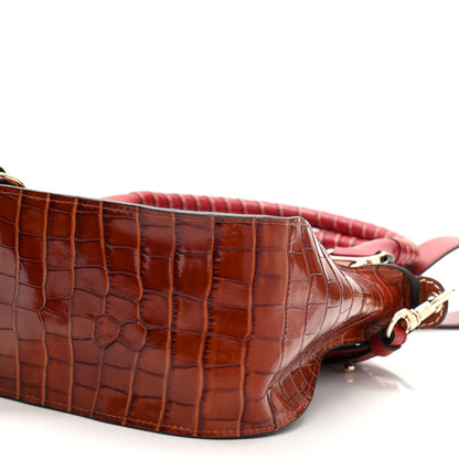 Chloe Calfskin Crocodile Embossed Medium Marcie Satchel Sepia 11 of 11