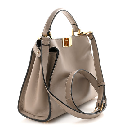 Fendi Vitello Tahiti Burro Medium Peekaboo Iconic Essentially Satchel Tortora Black 3 of 9