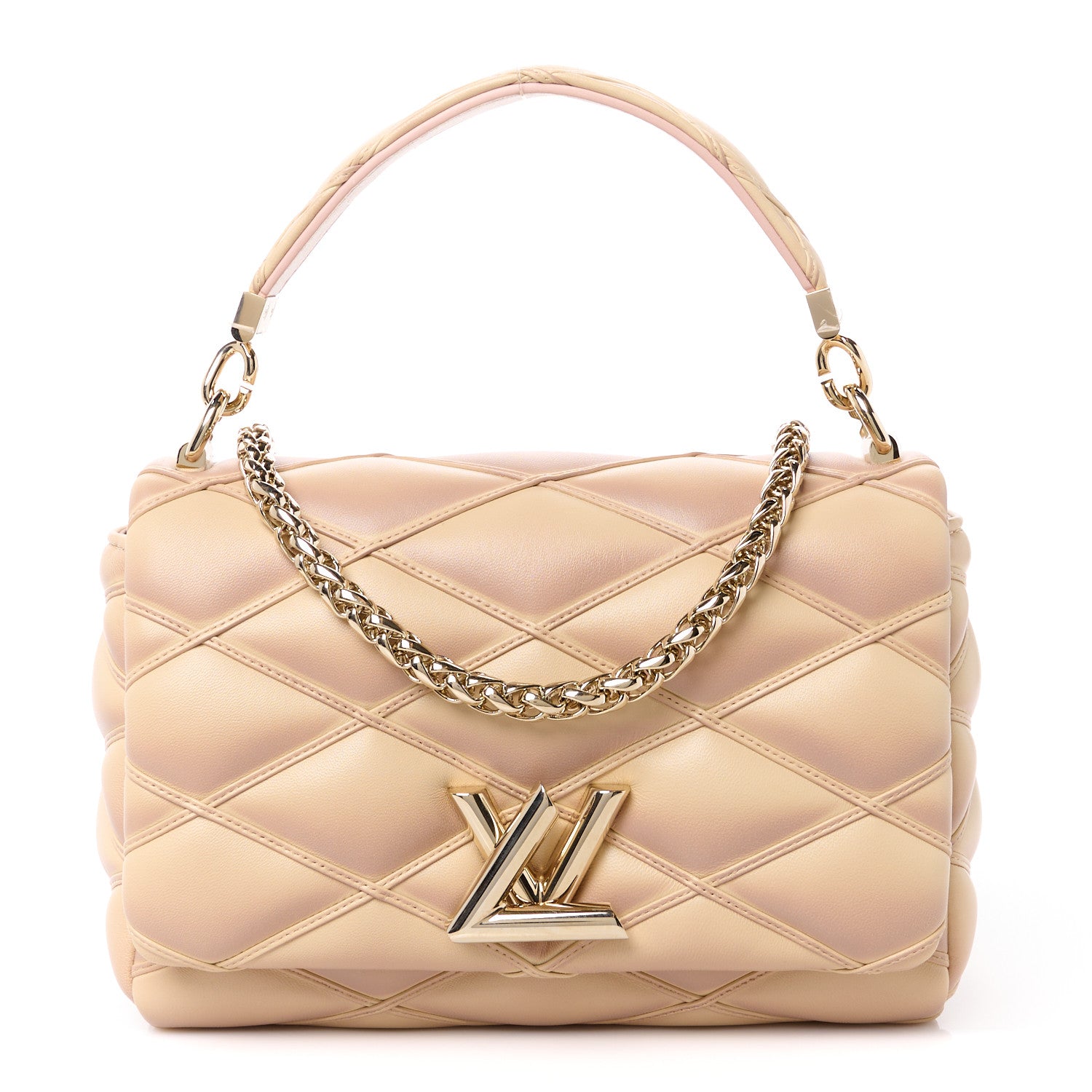 Louis Vuitton Lambskin Malletage Top Handle GO-14 MM Beige Rose 1 of 11