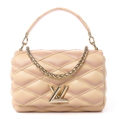 Louis Vuitton Lambskin Malletage Top Handle GO-14 MM Beige Rose 1 of 11