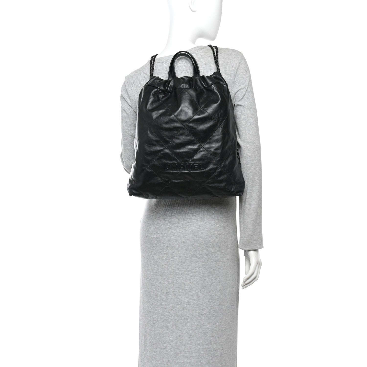 Chanel Shiny Calfskin Quilted Chanel 22 Backpack So Black 2 of 12