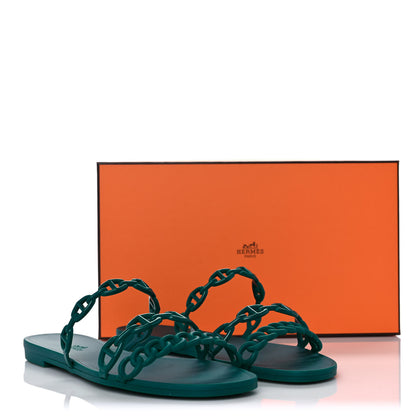 Hermes Rubber Chaine d'Ancre Rivage Sandals 38 Vert d'Ete 8 of 8