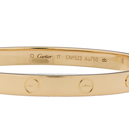 Cartier 18K Yellow Gold LOVE Bracelet 17 3 of 9