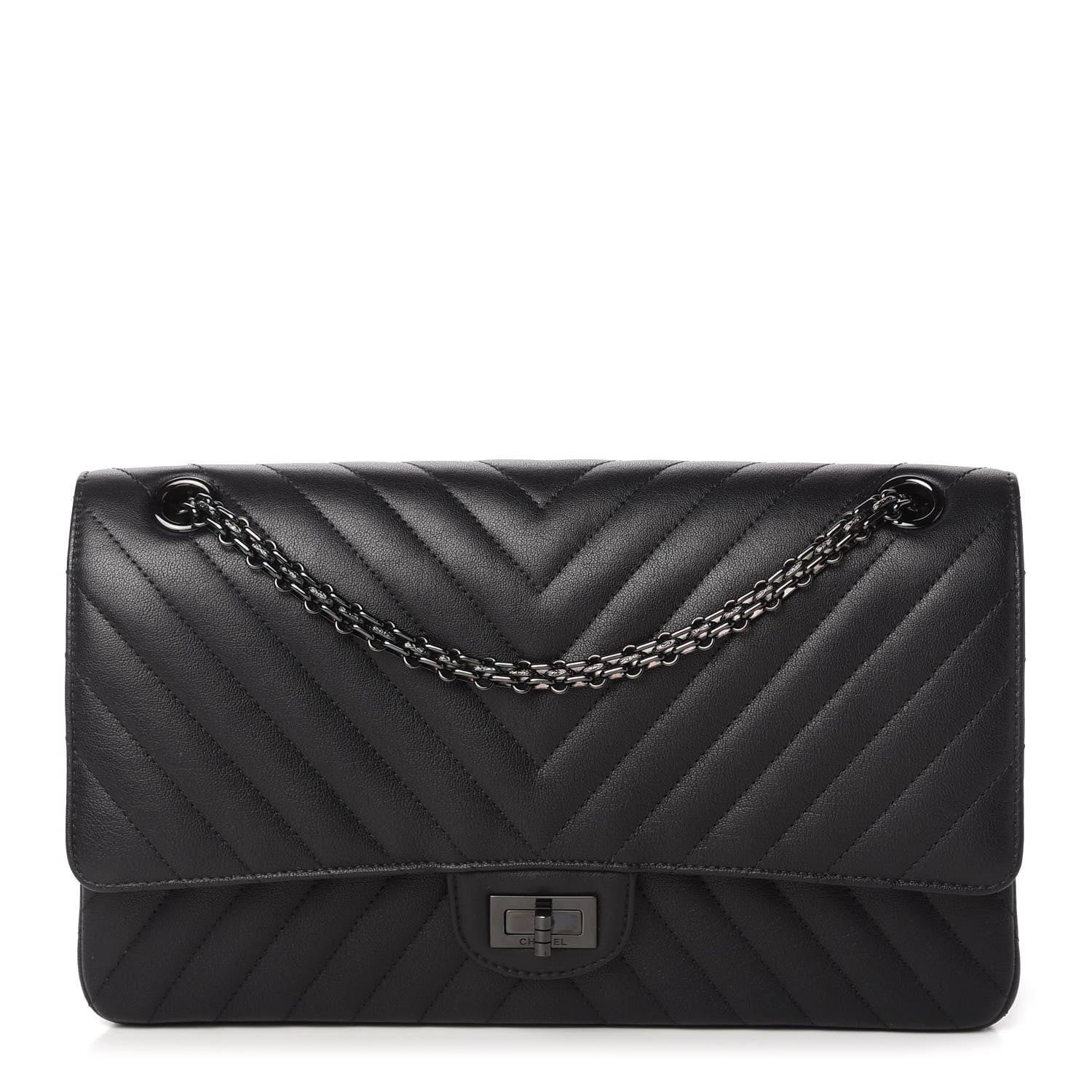 Chanel Sheepskin Chevron Quilted 2.55 Reissue 226 Flap So Black 1 of 10