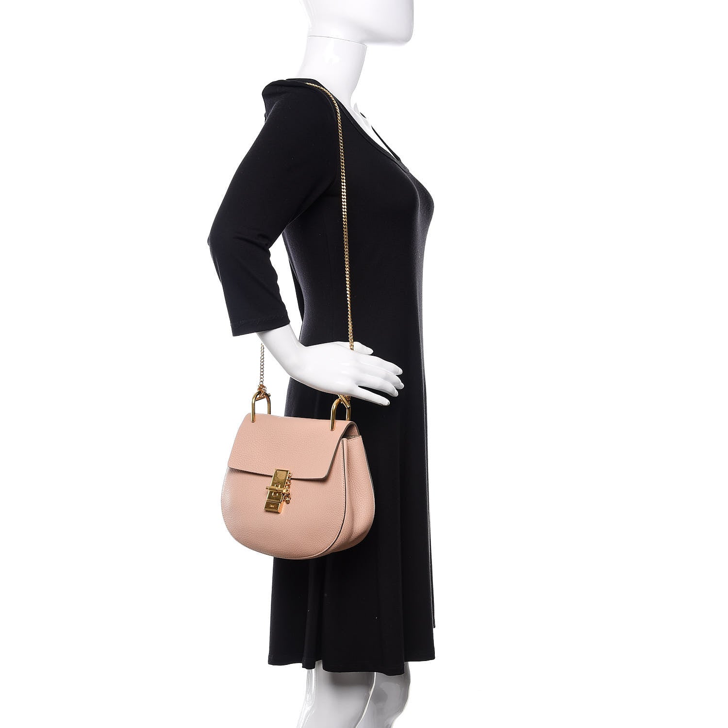 Chloe Grained Lambskin Drew Shoulder Bag Cement Pink 2 of 14