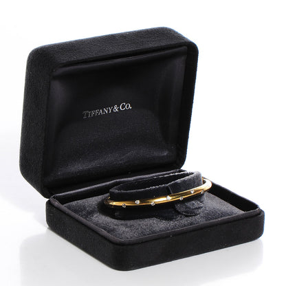 Tiffany 18K Yellow Gold Platinum Diamond 4.5mm Etoile Bangle Bracelet 5 of 5