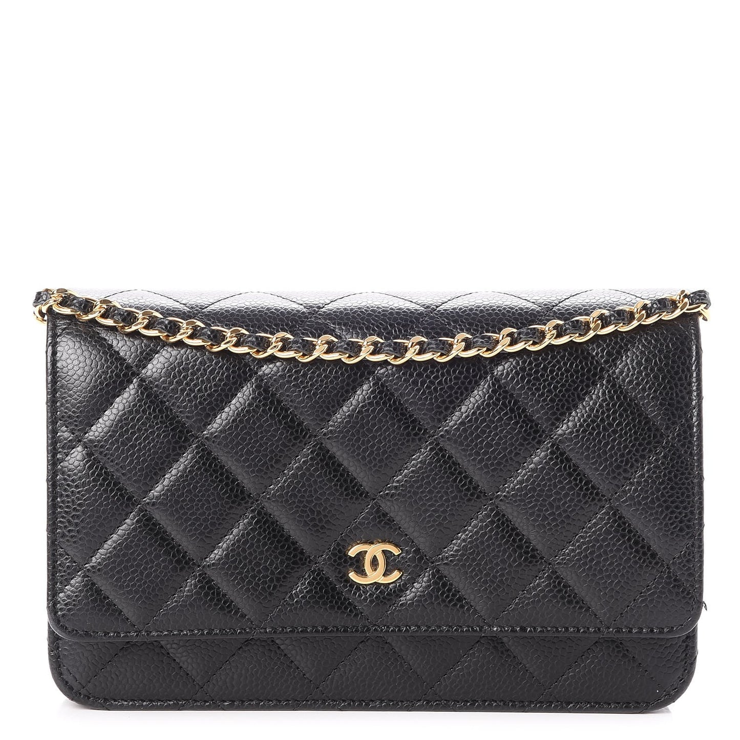 Caviar Quilted Wallet On Chain WOC Black