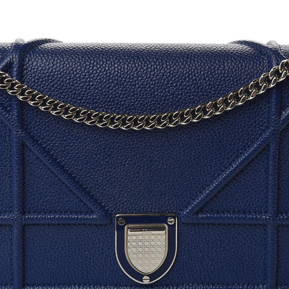 Christian Dior Grained Calfskin Diorama Wallet on Chain Pouch Blue 9 of 9