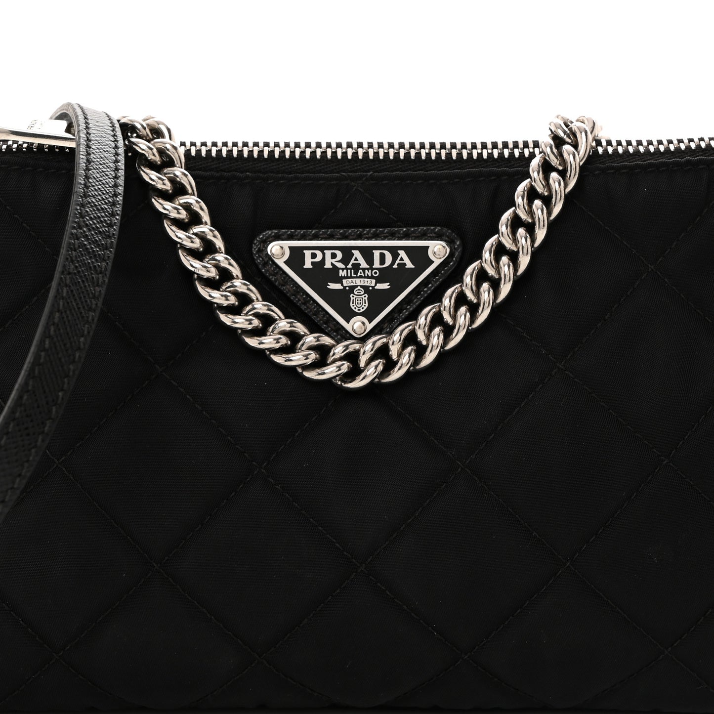 Nylon Tessuto Impuntu Quilted Crossbody Bag Black