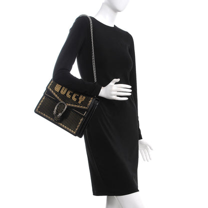 Gucci X SEGA Calfskin GUCCY Stars Medium Dionysus Shoulder Bag Black Gold 3 of 8