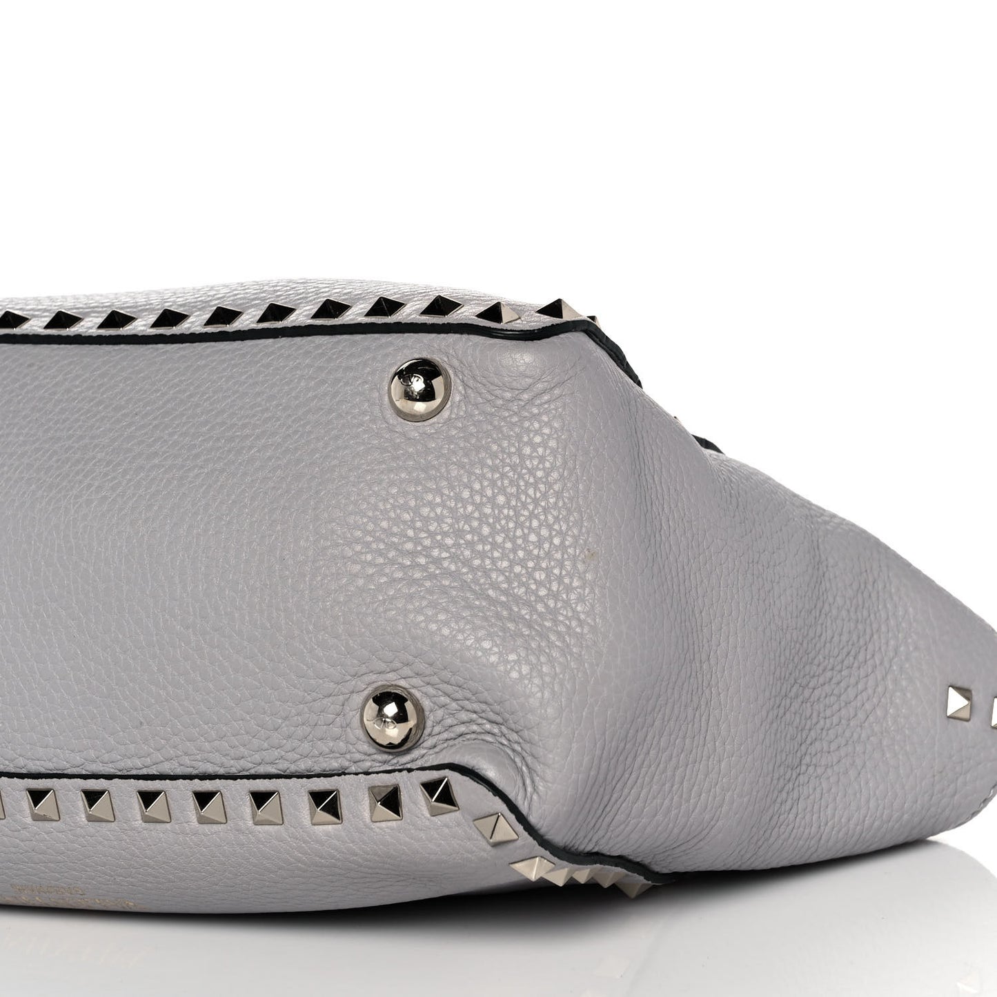 Grained Calfskin Small Rockstud Tote Light Stone