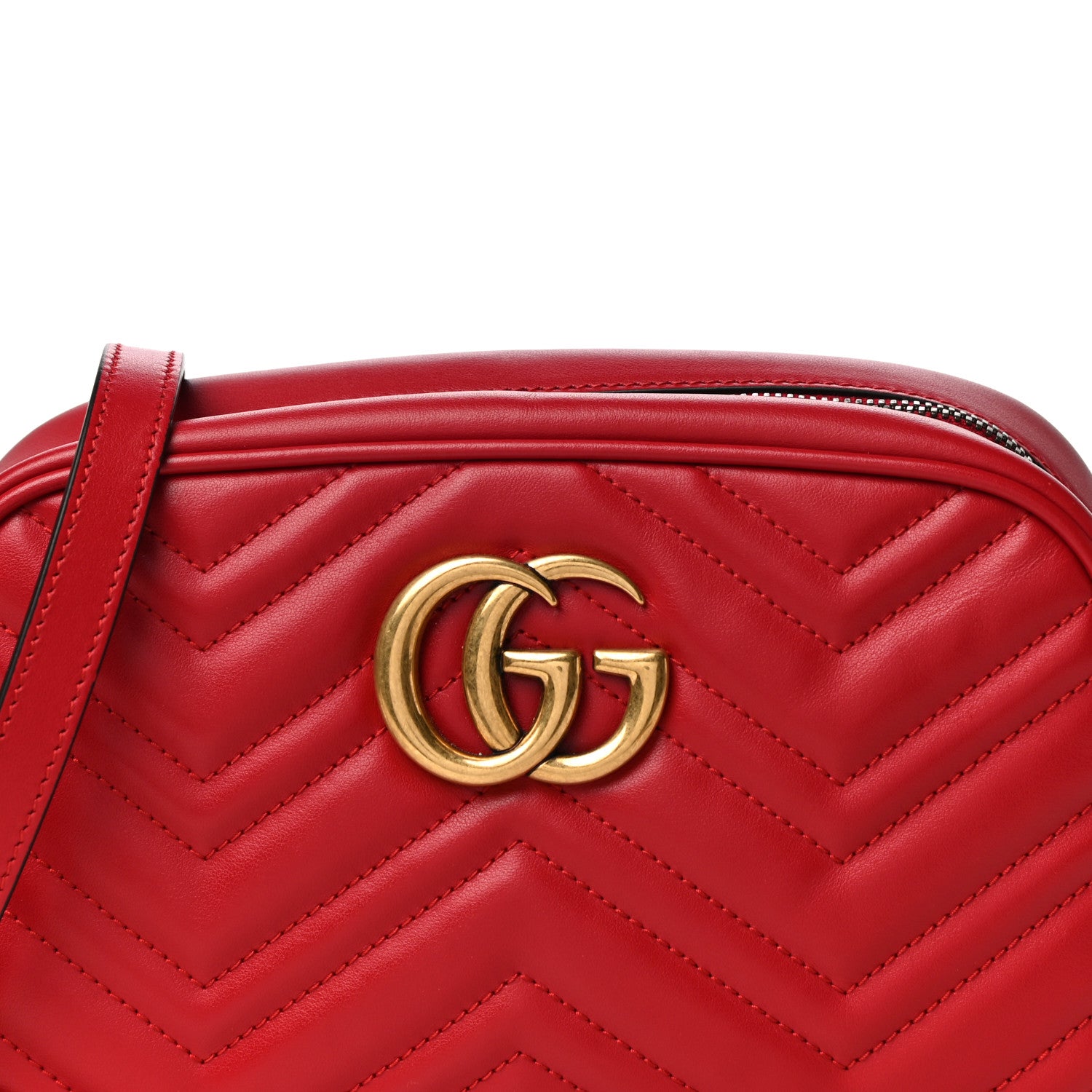 Gucci Calfskin Matelasse Small GG Marmont Chain Shoulder Bag Hibiscus Red 10 of 14