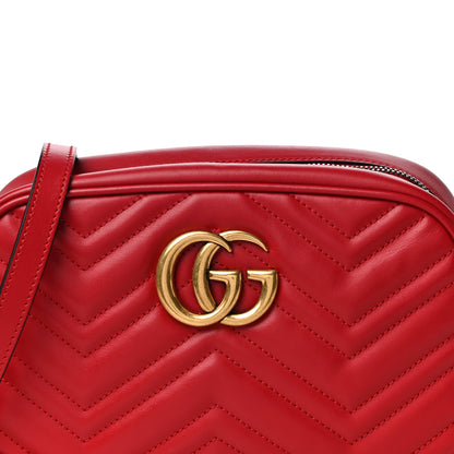Gucci Calfskin Matelasse Small GG Marmont Chain Shoulder Bag Hibiscus Red 10 of 14