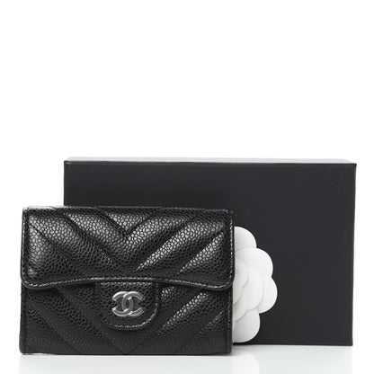 Chanel Caviar Chevron Quilted Flap Card Holder Black 9 of 9