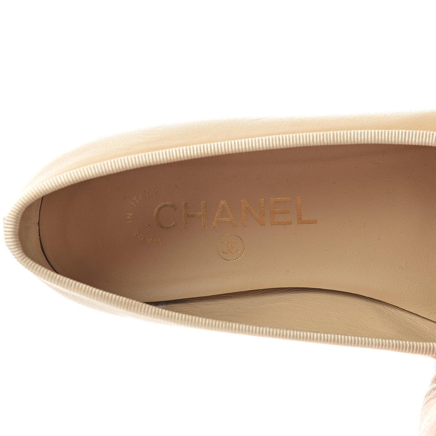 Lambskin Cap Toe CC Ballerina Flats 37 Beige Black