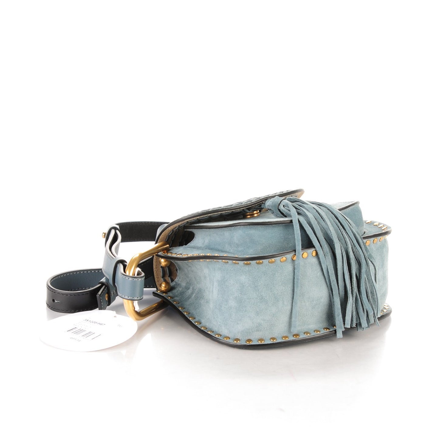 Suede Calfskin Braided Mini Hudson Shoulder Bag Cloudy Blue