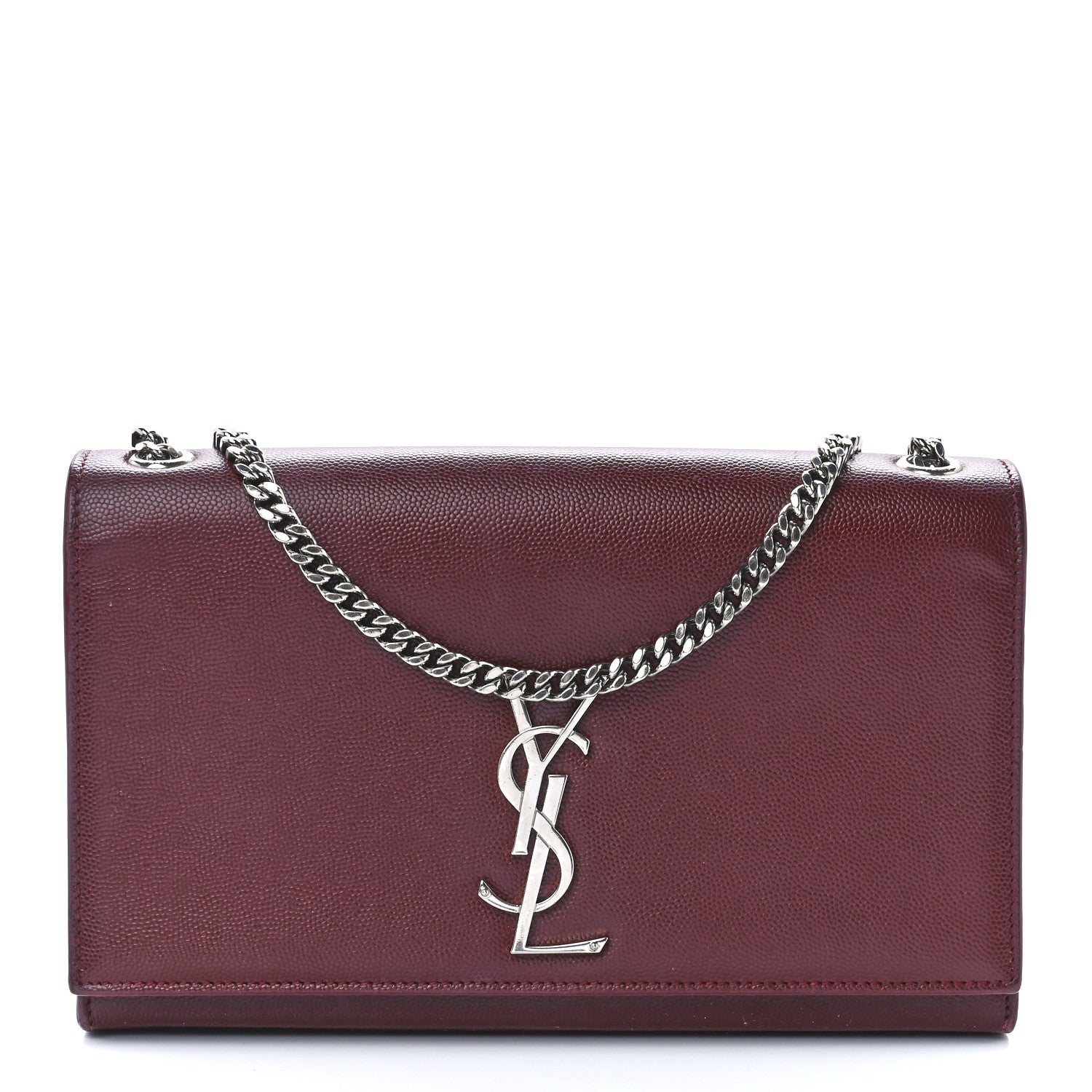 Saint Laurent Grain De Poudre Medium Monogram Kate Satchel Dark Red 1 of 12