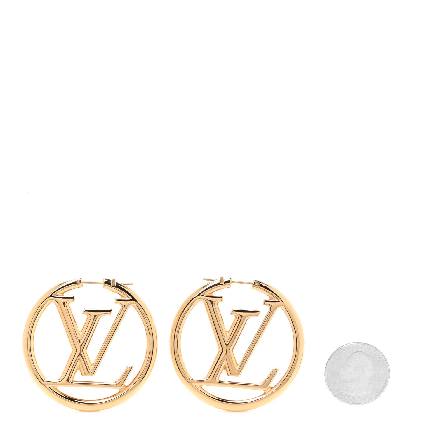 Louis Vuitton Metal Louise Hoop Earrings Gold 2 of 5