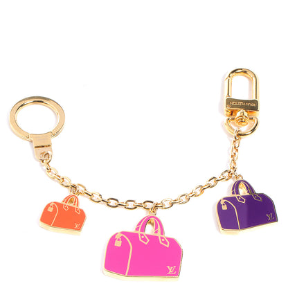 Louis Vuitton Enamel Iconic Speedy Bag Charm Chain Gold 1 of 6