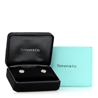Tiffany Platinum 18K Yellow Diamond .64ctw Cushion Soleste Earrings 5 of 5