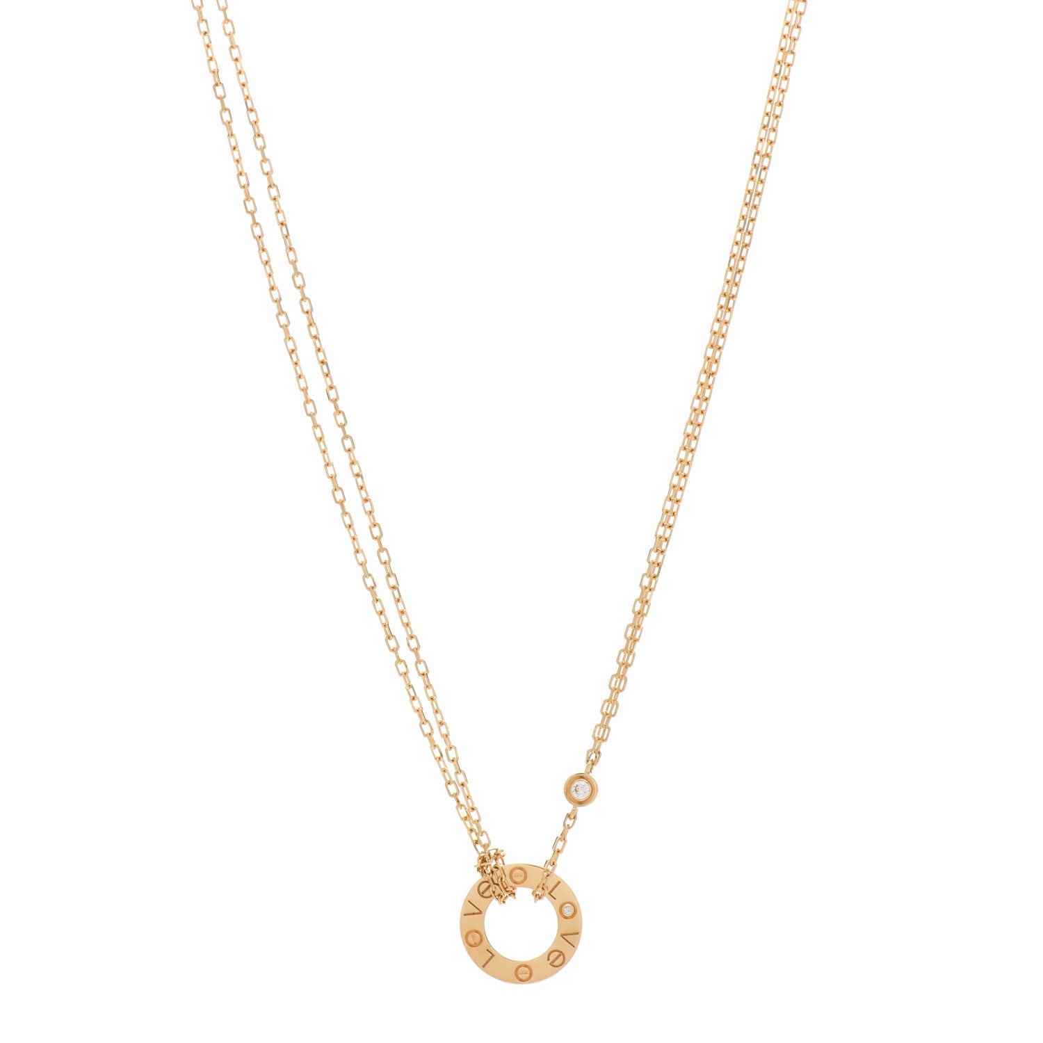 Cartier 18K Yellow Gold 2 Diamond LOVE Necklace 1 of 5