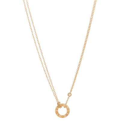 Cartier 18K Yellow Gold 2 Diamond LOVE Necklace 1 of 5