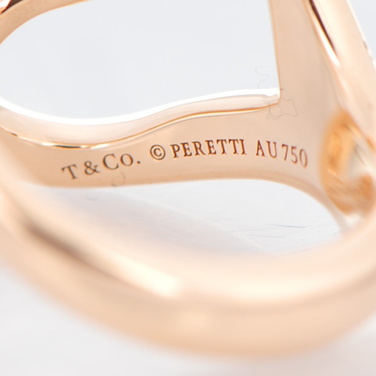 Tiffany 18K Rose Gold Elsa Peretti Small Open Heart Ring 4.5 4 of 5