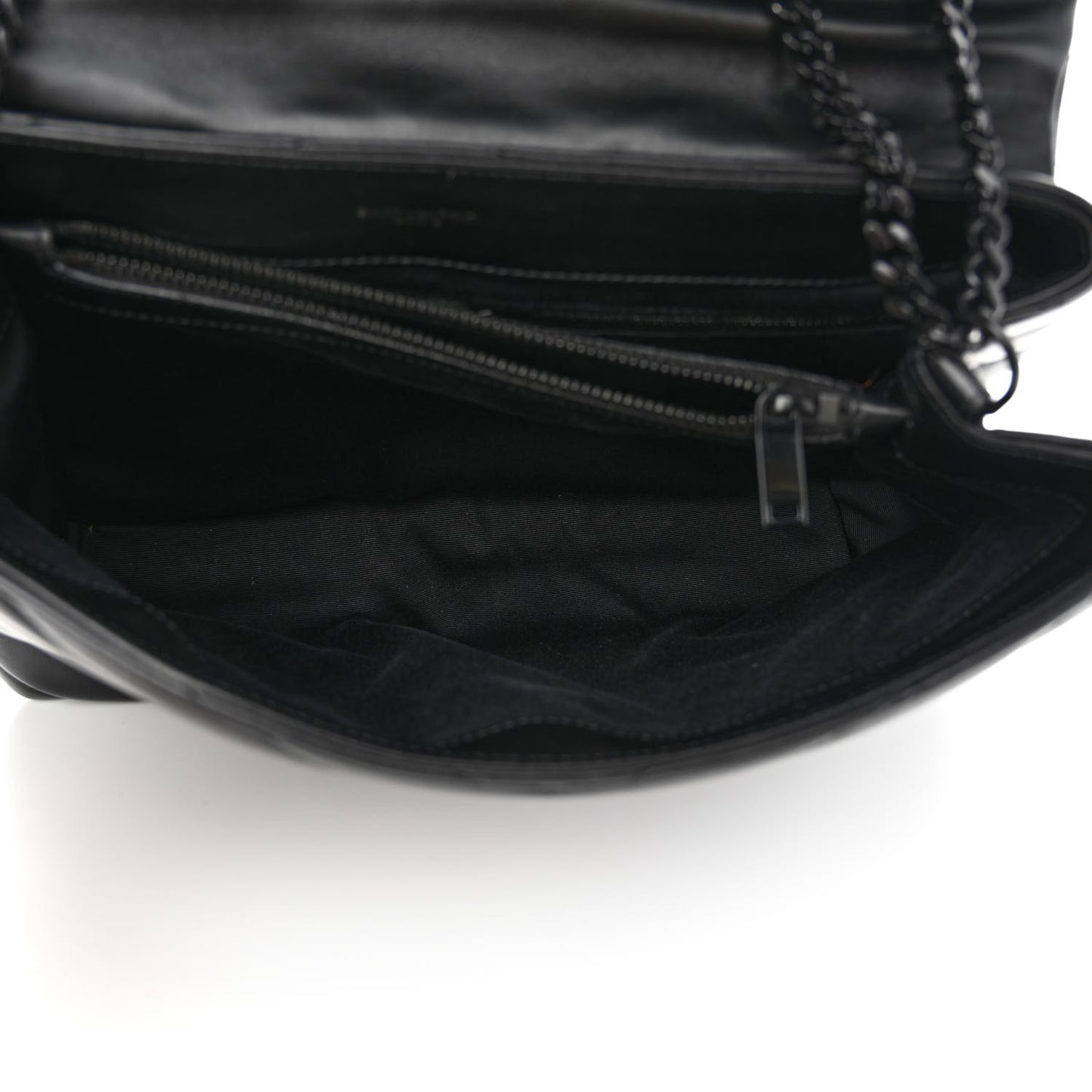 Calfskin Y Quilted Monogram Monochrome Medium Loulou Chain Satchel Black