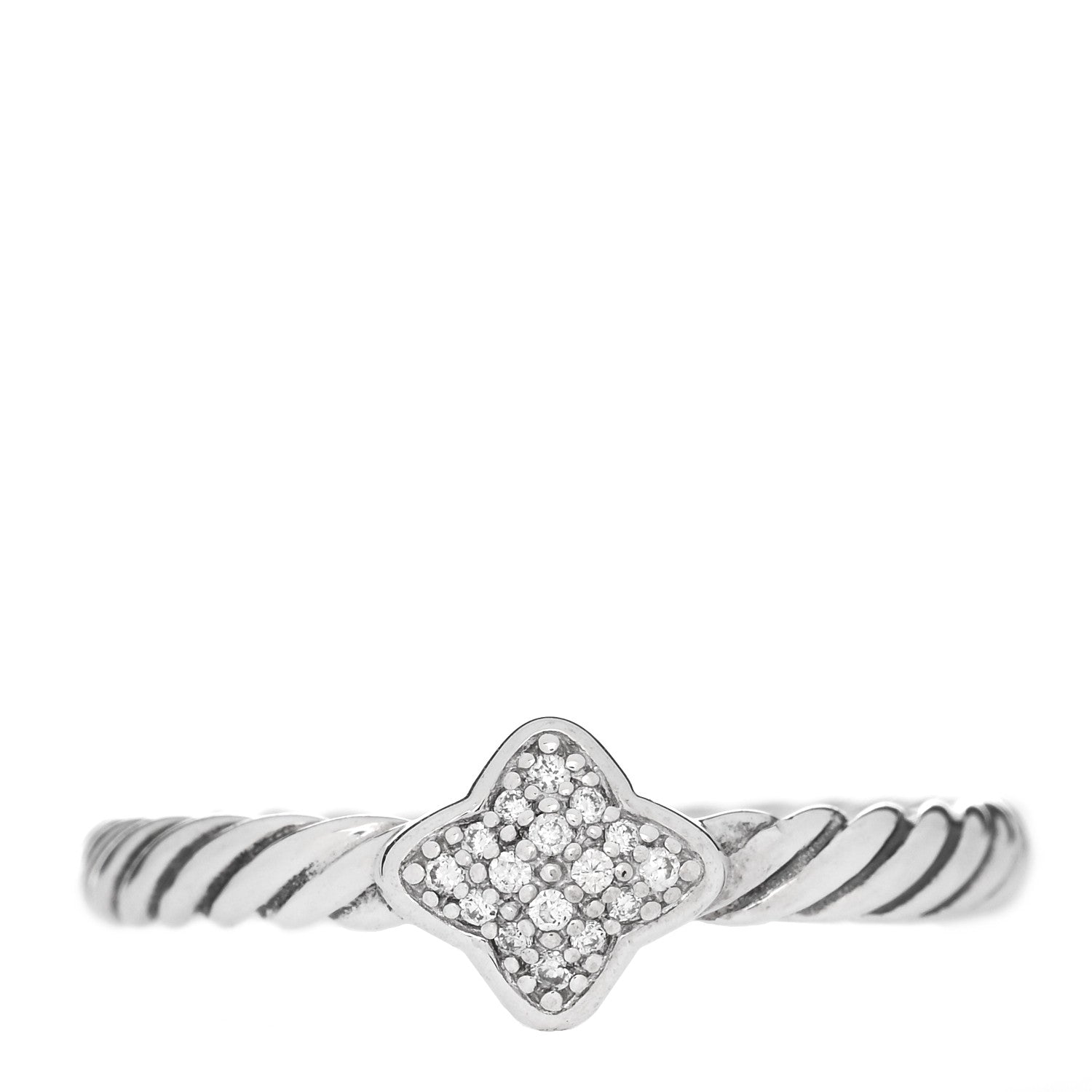 David Yurman Sterling Silver Diamond Quatrefoil Ring 50 5.25 1 of 5