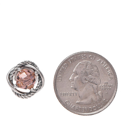 David Yurman Sterling Silver Morganite 7mm Infinity Earrings 2 of 6