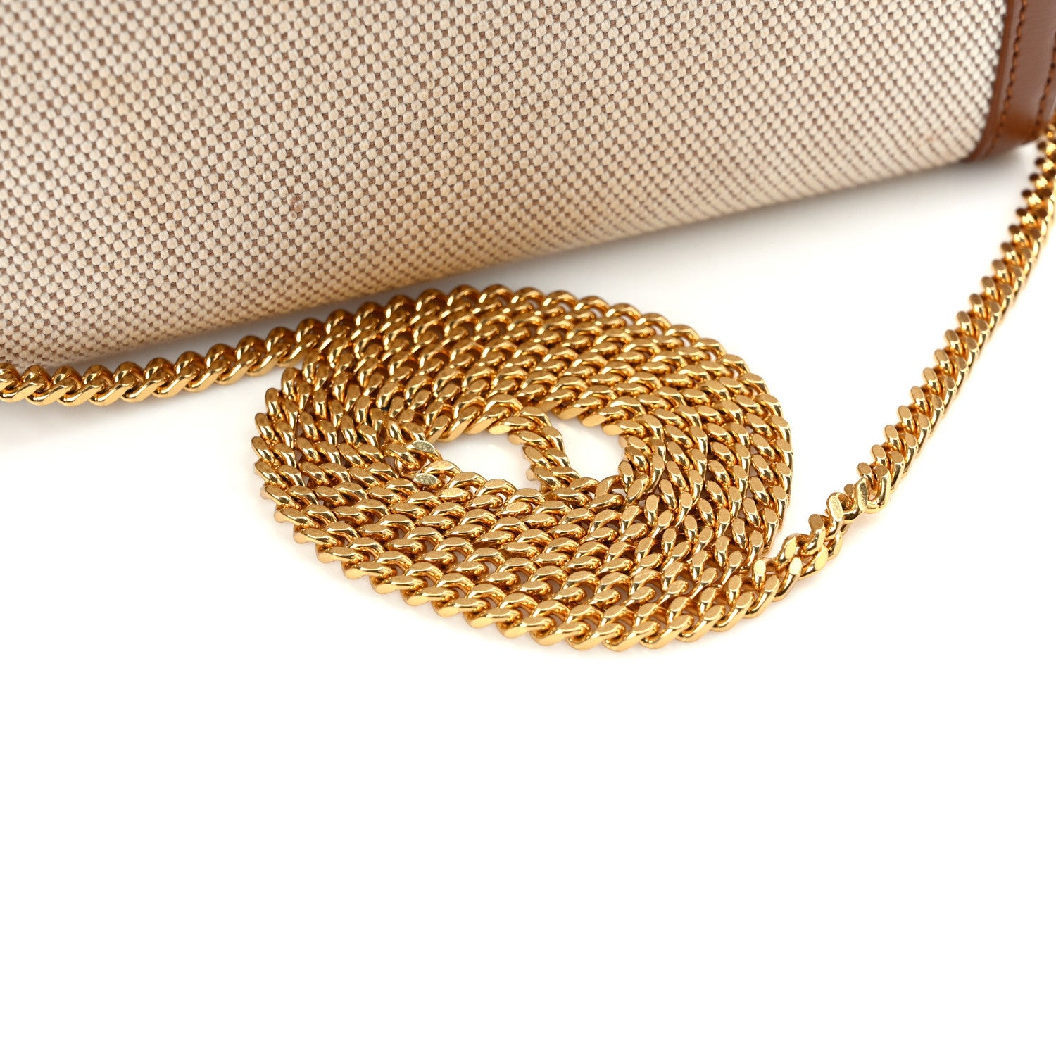 Saint Laurent Micro Raffia Monogram Uptown Chain Wallet Natural Hay Brick 13 of 13