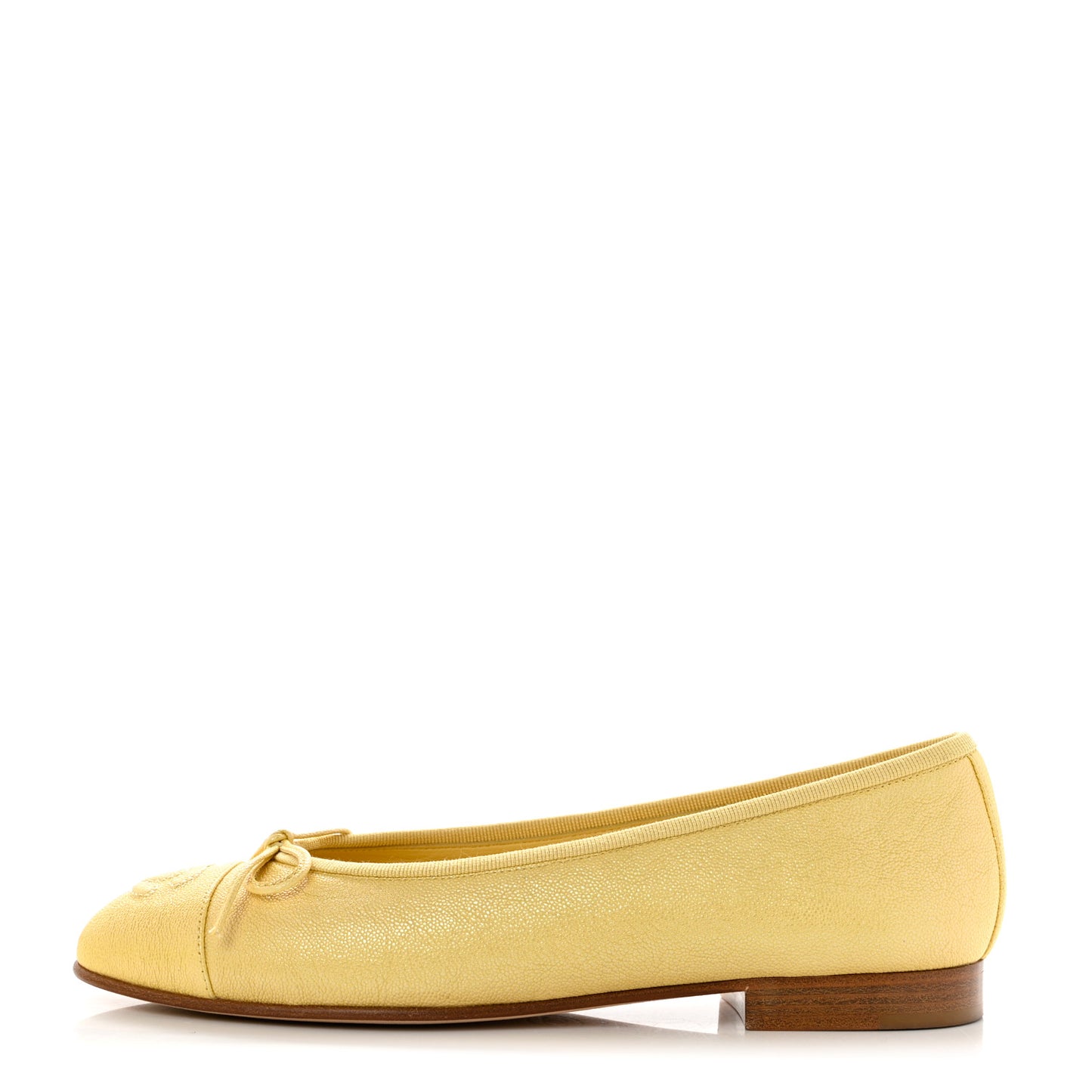 Iridescent Caviar CC Cap Toe Ballerina Flats 36.5 Yellow