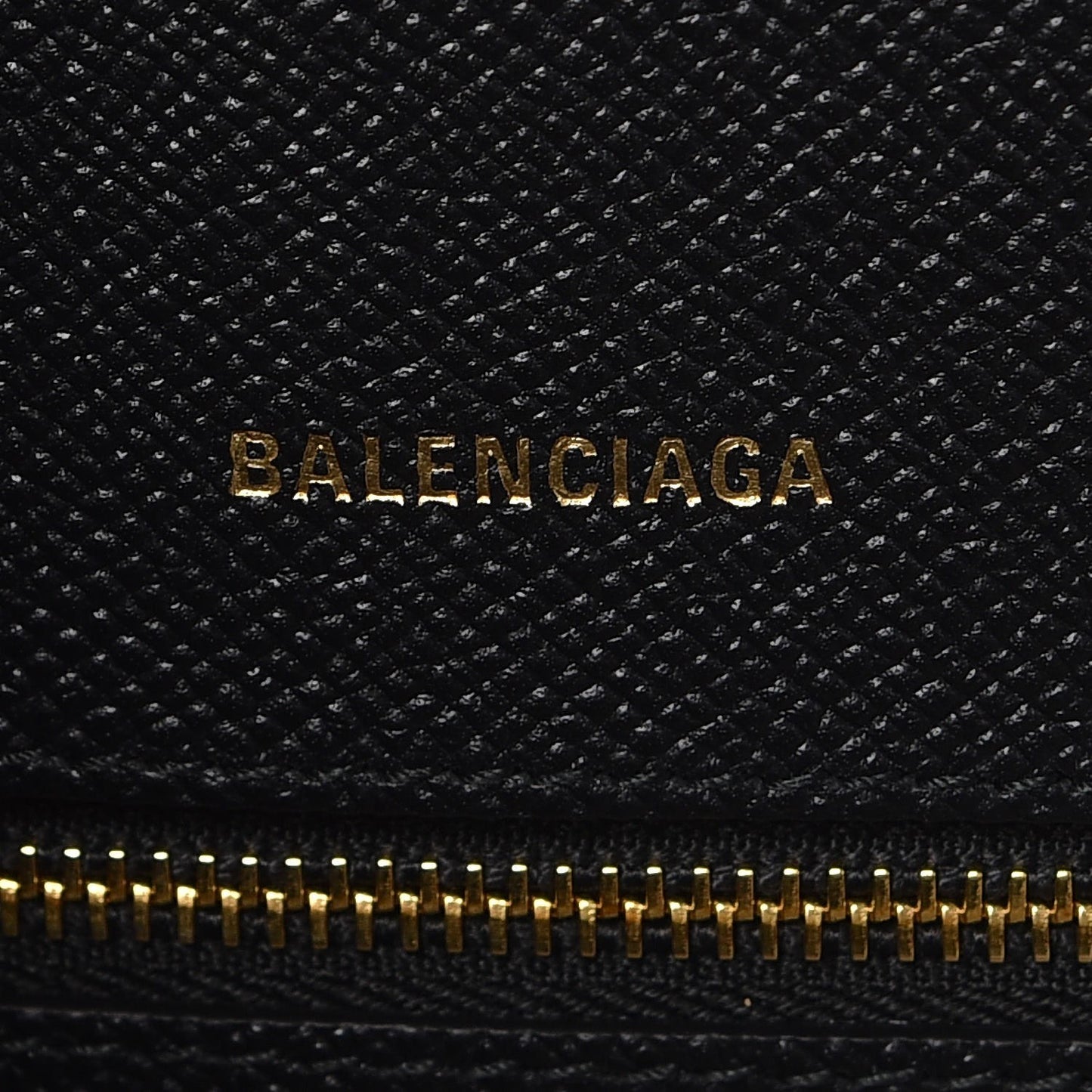 Signature Grained Calfskin Logo M Ville Top Handle Bag Black