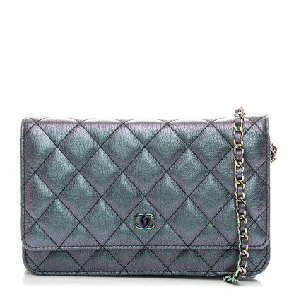 Chanel Iridescent Goatskin Quilted Wallet On Chain WOC Purple 1 of 8